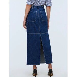 Madewell Skirt Womens 29 Carpenter Loop Maxi Dark Wash Denim Cotton